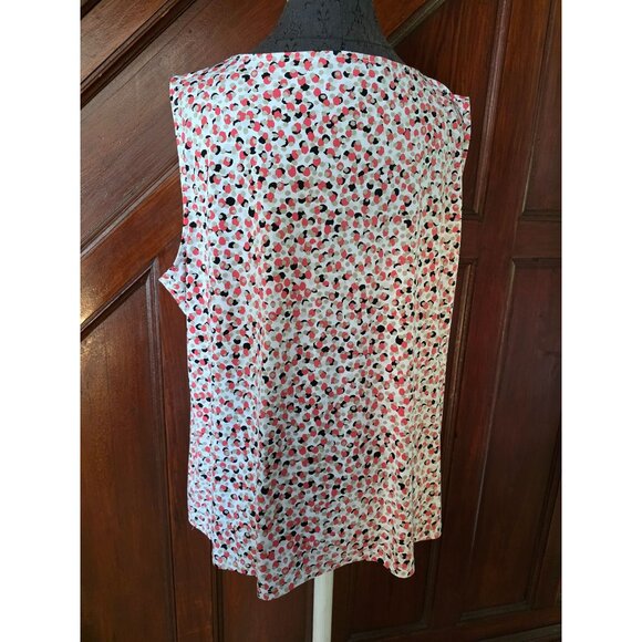 Jones Studio Womens Sleeveless Dotted Blouse 2X Pink & Black - Picture 3 of 7